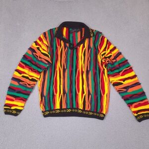 Vintage Bergati 3d Knit Polo Sweater Mens Large Coogi Style Pullover Cosby